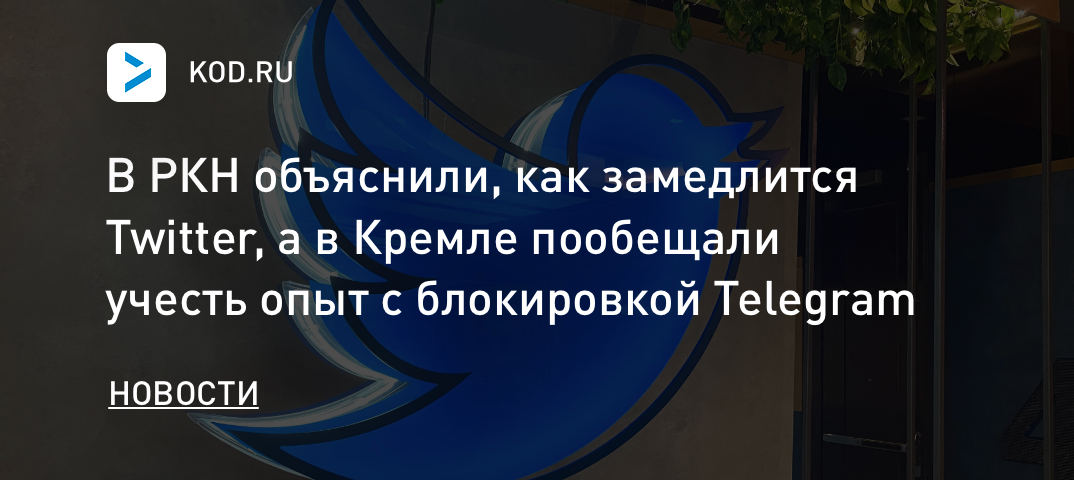 В РКН объяснили, как замедлится Twitter, а в Кремле пообещали учесть опыт с блокировкой Telegram