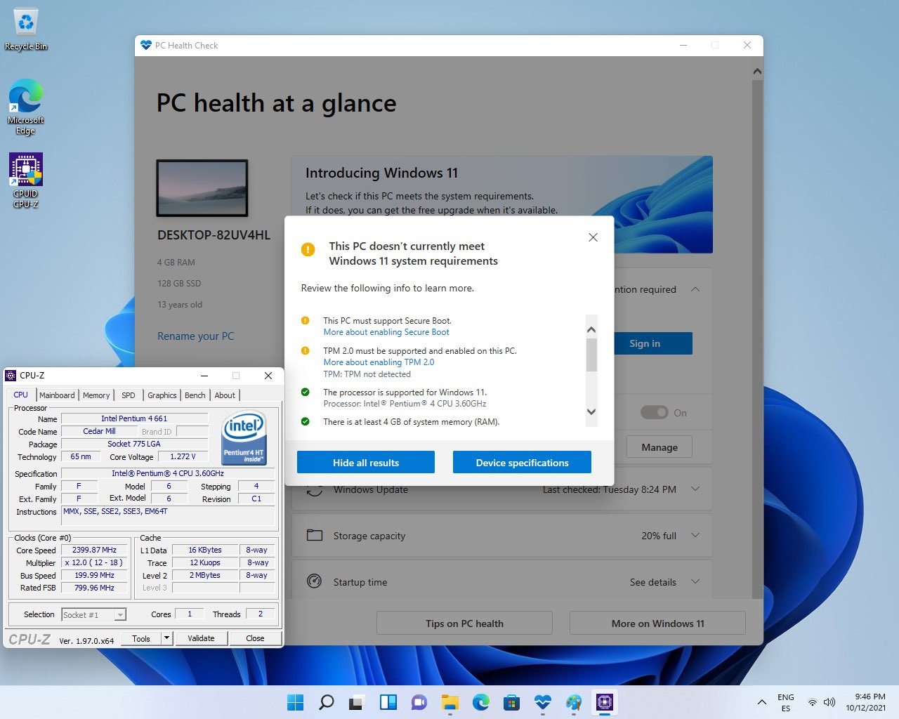 Windows 11 оказалась совместима с одноядерным Intel Pentium 4
